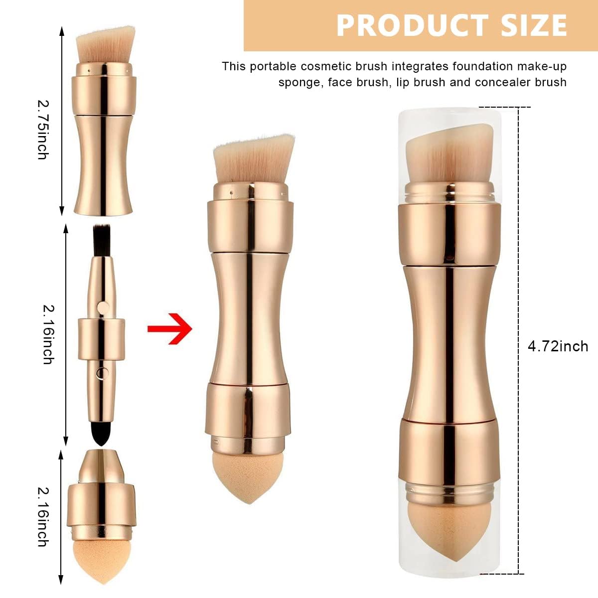 Portable 4 in 1 Makeup Brush